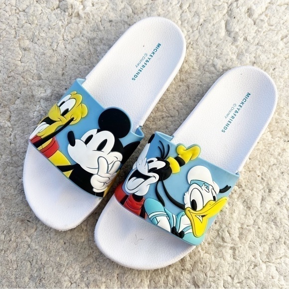 Primark Disney Mickey and Friends Goofy Pluto Donald Slip On Slide Sandals - Picture 1 of 9